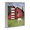 Stupell Industries Grazing White Horse Red Americana Barn Flag Framed Giclee Art